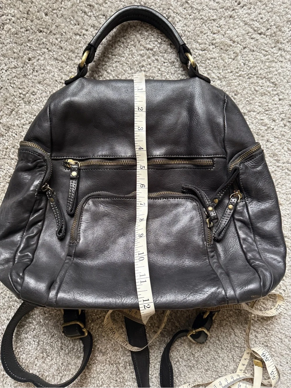 Lusher Black Italian Soft Leather Quest Backpack
